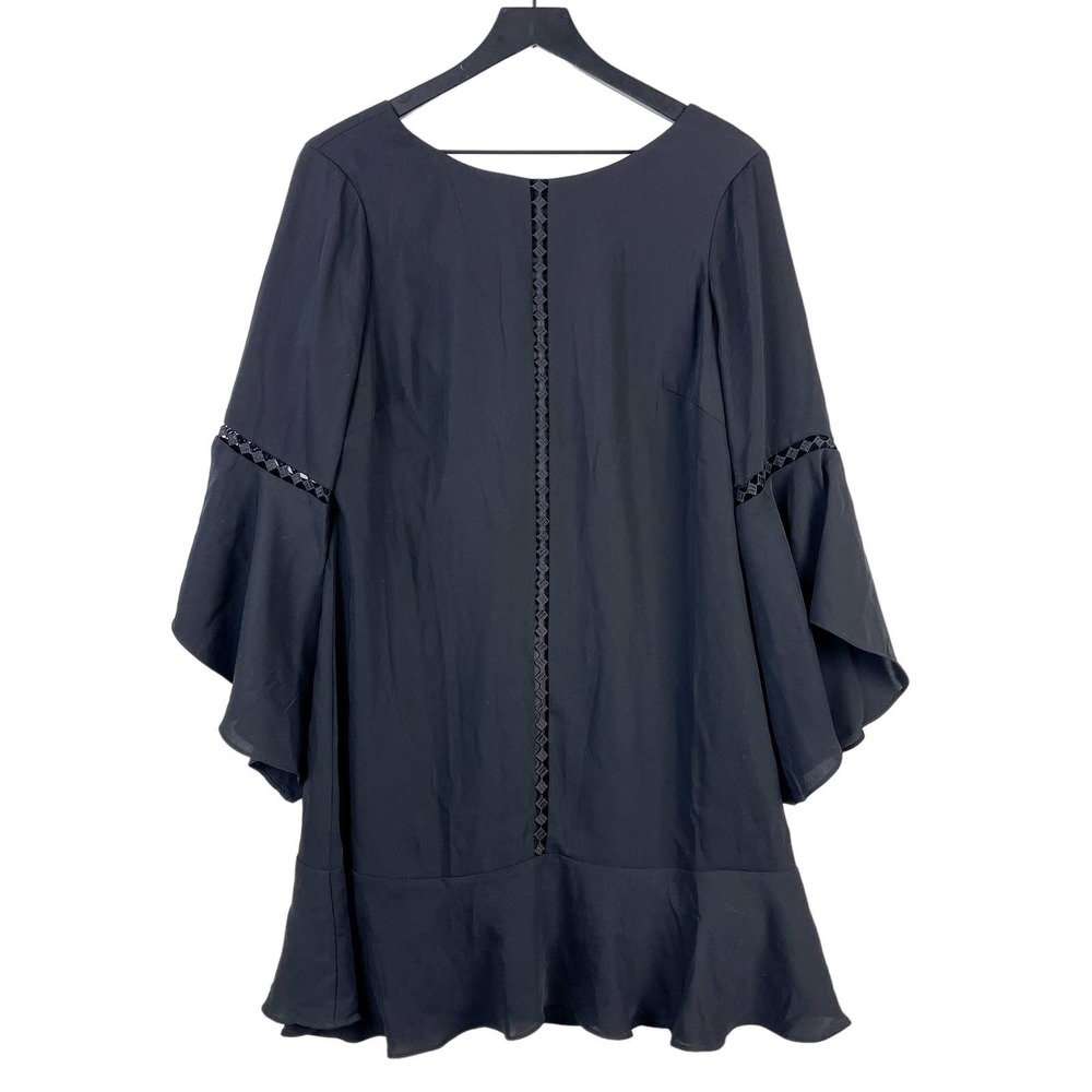 White House Black Market (12) Flare Sleeve Mini Dress Shift Black